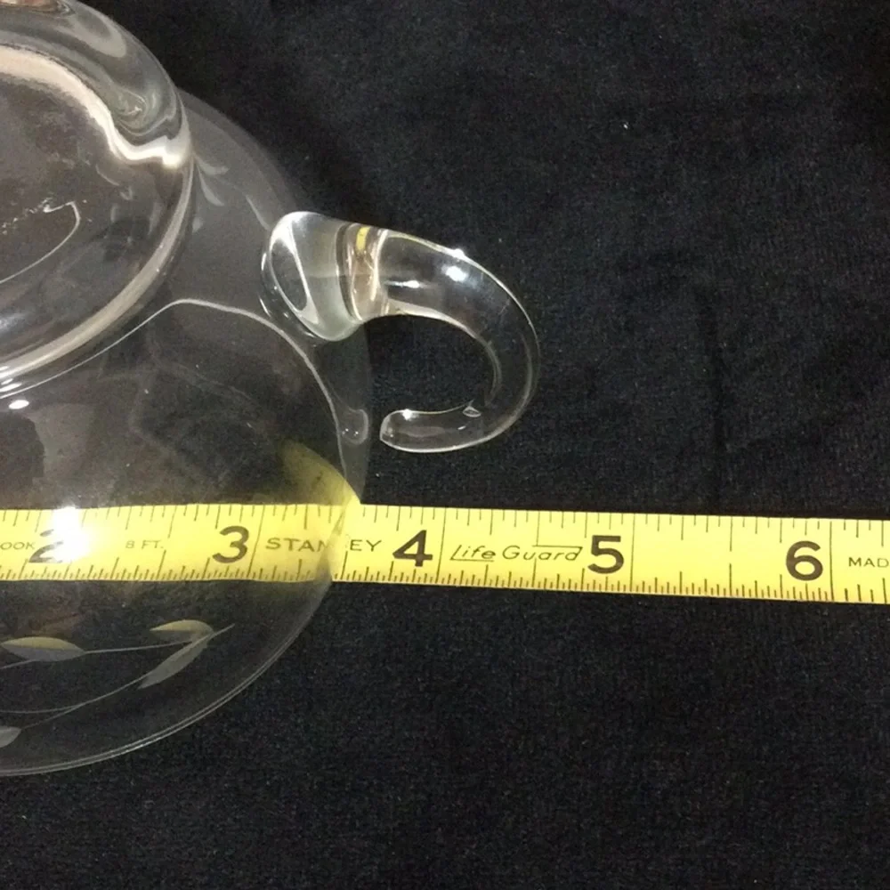 Princess House Heritage Crystal Glass Creamer Pitcher - Floral Etched Design